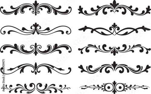 Elegant Flourish Ornaments Set of 10 Vintage Design Elements