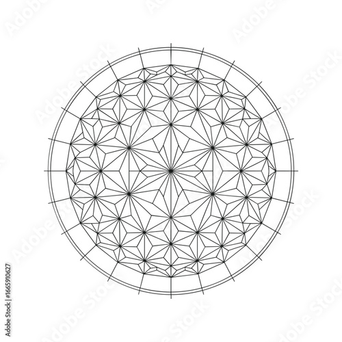 Wallpaper Mural Intricate sacred geometry mandala flower of life pattern in outline style white background Torontodigital.ca