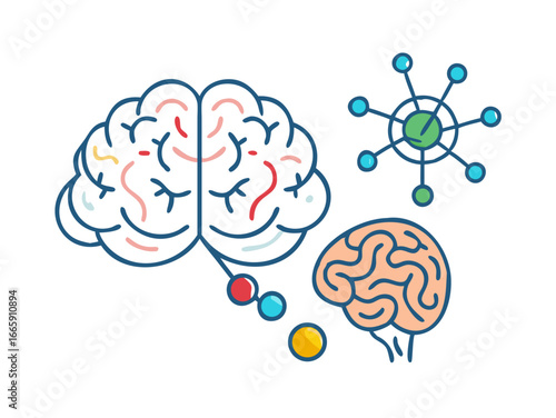 Brain Nervous System concept.Science is something that children should study and learn.Thinking process and Psychology of Kids.
