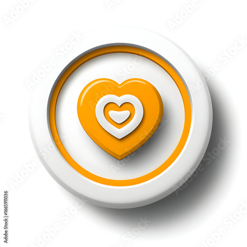 Orange Heart 3D Icon Illustration