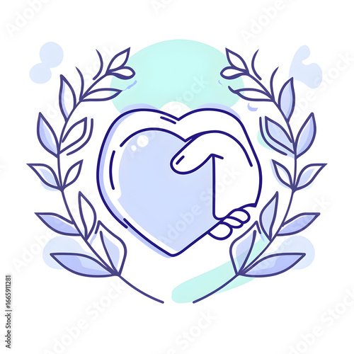 Gentle Hands Holding Heart Illustration