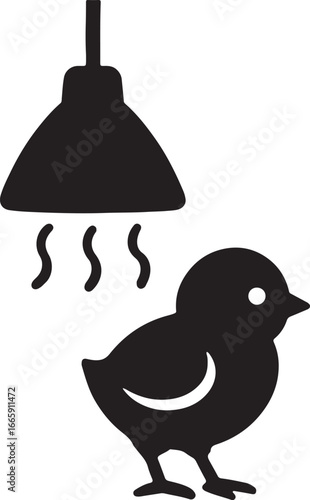Heat lamp for chicks silhouette, vector design ideal for poultry, farm, livestock, and hatchery themes.