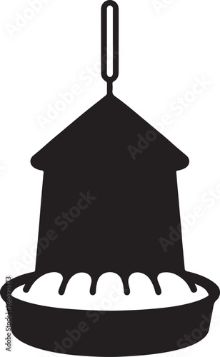 Hanging poultry feeder silhouette, vector design ideal for chicken, farm, livestock, and agriculture themes.