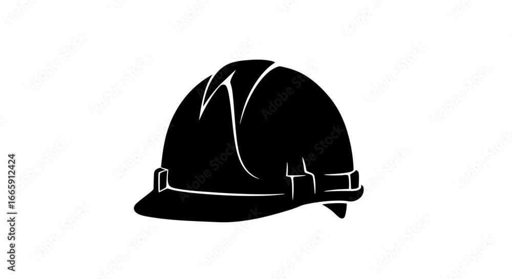 Construction Hard Hat Icon Safety Gear Protective Headwear Black Silhouette Construction Hard Hat Icon Safety Gear Protective Headwear Black Silhouette