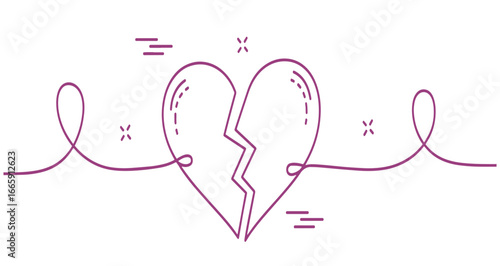 A delicate illustration of a broken heart symbolizing relationship loss and emotional pain