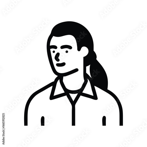 Vector Illustration of a Person with Long Hair in a Collared Shirt vector