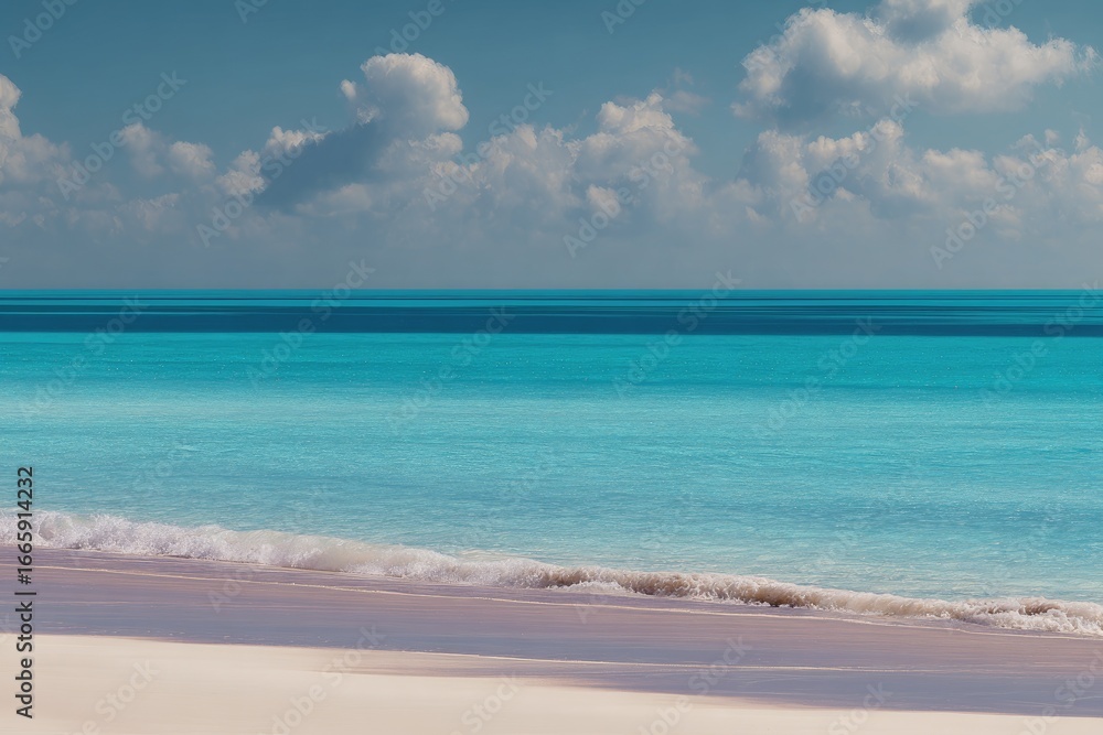 Fototapeta premium Tranquil turquoise ocean meets soft white sand