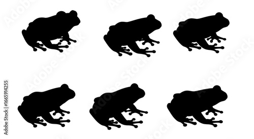 Seamless Pattern of Black Frog Silhouettes on White Background Repeated Animal Design silhouette