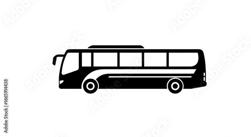 Sleek Black and White Bus Illustration in Silhouette Style silhouette