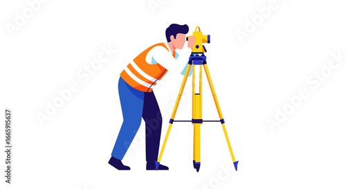A surveyor using a theodolite for precise land measurement.