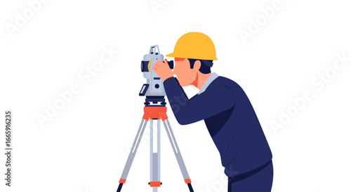 A surveyor using a theodolite for land surveying.