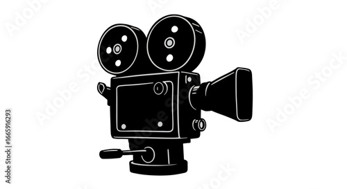 Vintage Movie Camera Silhouette Illustration