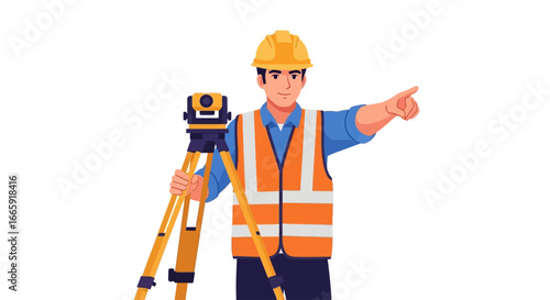 Surveyor with Theodolite Precision Land Surveying and Measurement