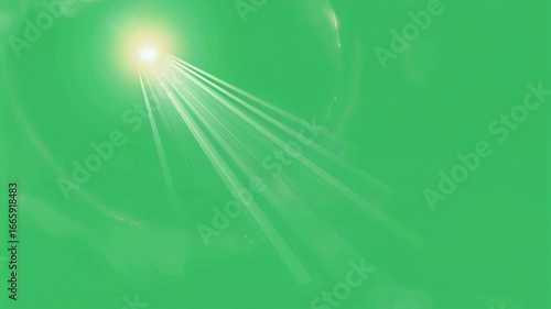 Bright Starburst Light with Long Radiating Rays and Optical Flare Effect on Green Screen  High Quality Isolated Background for Visual Effects Green Screen Editing Motion Design and Video Overlay Use