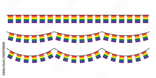 Seamless rainbow colored party buntings. LGBTQI concept. Flat design illustration.	
