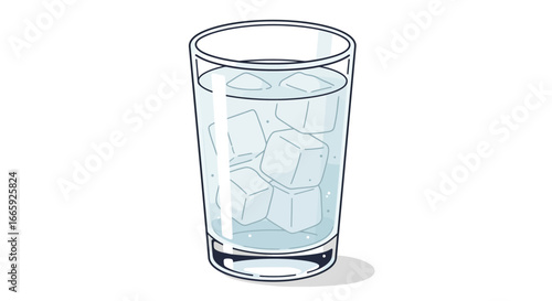 Refreshing glass of water filled with ice cubes creating a cool drink for hot days and staying hydrated