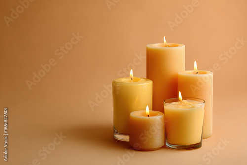 Wallpaper Mural embrace warmth of new year  with cozy candles illuminating clean singlecolor background Torontodigital.ca