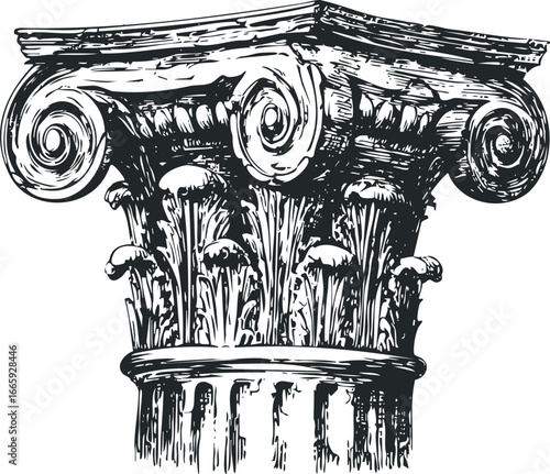 Ionic Column Capital Ornate Architectural Element Engraving