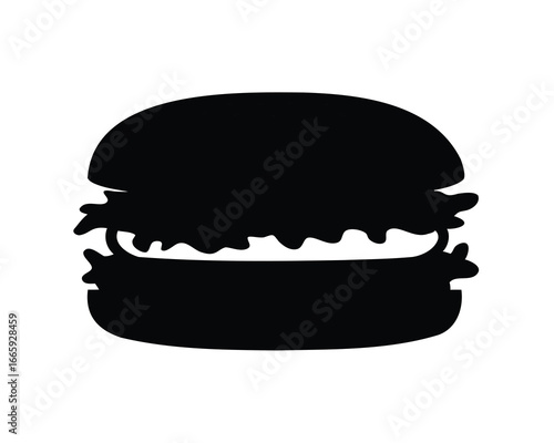 A captivating monochromatic silhouette of a delectable and classic hamburger