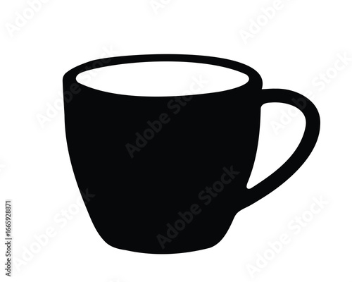 Simple and Elegant Black Mug Silhouette for Beverage Enjoyment and Daily Use