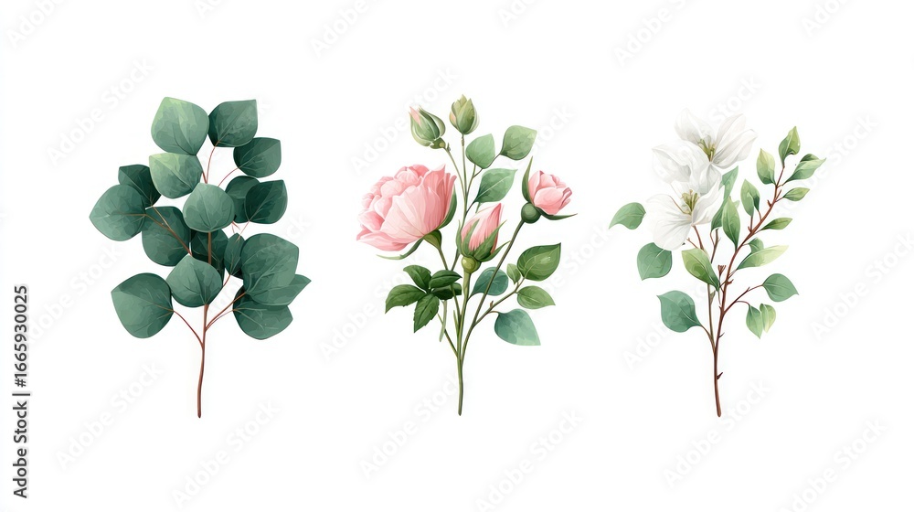 Obraz premium Elegant Floral Arrangement with Greenery and Blossoming Flowers