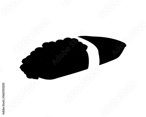 Monochromatic image of Gunkan Maki, a type of sushi that is easy to eat