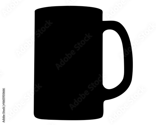 Black beer mug silhouette isolated on white background a simple graphic design