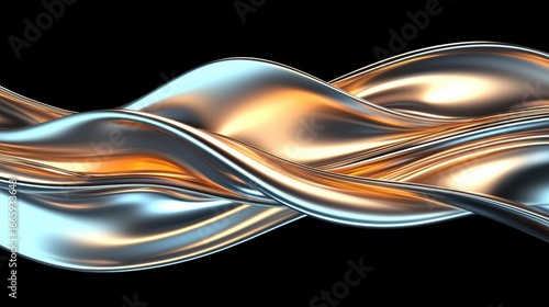 A digital illustration of a flowing metallic surface with swirling patterns and highlights.