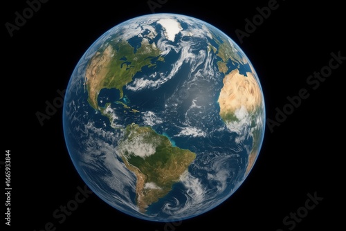 Vivid Globe: A breathtaking perspective of Earth from space, a sphere of life, reveals continents, oceans, and clouds.