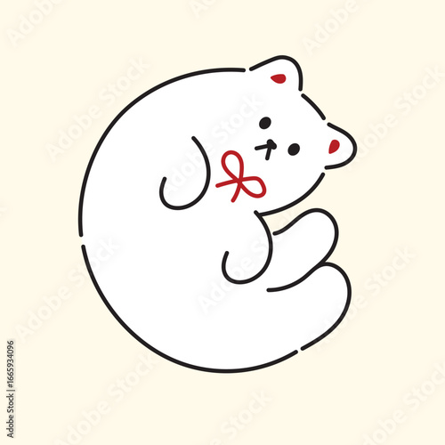 Cute cartoon cat illustration lying down with line vector sticker