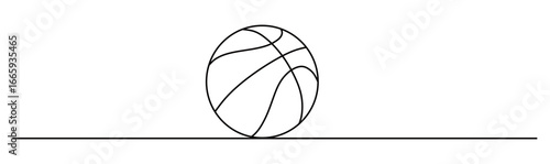 Continuous line art of a basketball. Concept of a sport that is popular among young people. Vector illustration.

