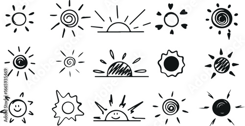 Sun, Sky, Cloud, Weather, Nature, Sketch, Sunrise, Sunset, Doodle, Illustration, Bright, Day, Art, Shine, Light, Atmospheric, Horizon, Daytime