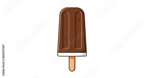 Delicious chocolate popsicle illustration with smooth texture and dark brown color perfect for summer treats and dessert designs