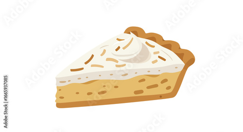 Delicious slice of coconut cream pie with toasted coconut topping, a sweet treat for dessert lovers and baking enthusiasts