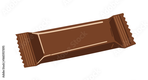 Wrapped chocolate bar illustration with clean lines for confectionary and sweet treat designs, isolated on white background
