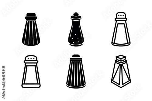 Salt Shaker Icon Set, Vector Illustration