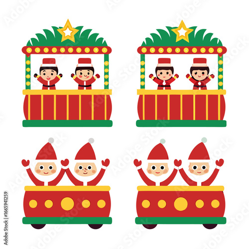 Festive christmas parade scene with floats and performers isolated on white background isolated on transparent background