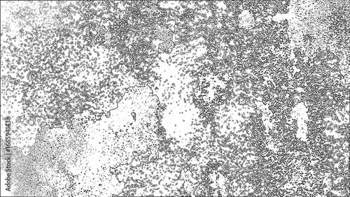 Abstract grunge texture with distressed concrete-like surface in monochrome grayscale tones. Design rough, weathered, and uneven speckled patterns. Worn stone, peeling paint, or eroded wall surfaces.