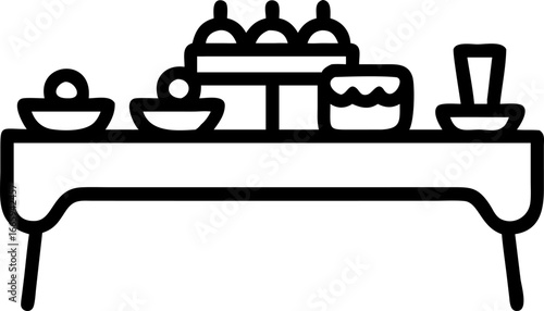 Festive buffet table with cakes cookies and drinks isolated on white background isolated on transparent background