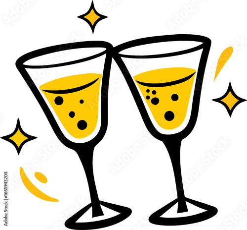 Festive holiday cocktail party with sparkling drinks and elegant glasses isolated on white background isolated on transparent background