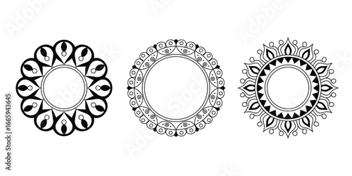 Intricate Mandala Design with Rounded Ornamental Patterns for Laser Cutting, Wall Art, Home Decor, Meditation Spaces, and Spiritual or Bohemian Style Decorative Elements