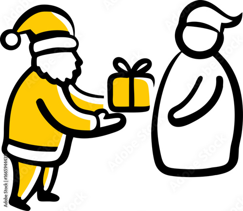 Santa claus giving presents to happy children at a festive party isolated on white background isolated on transparent background