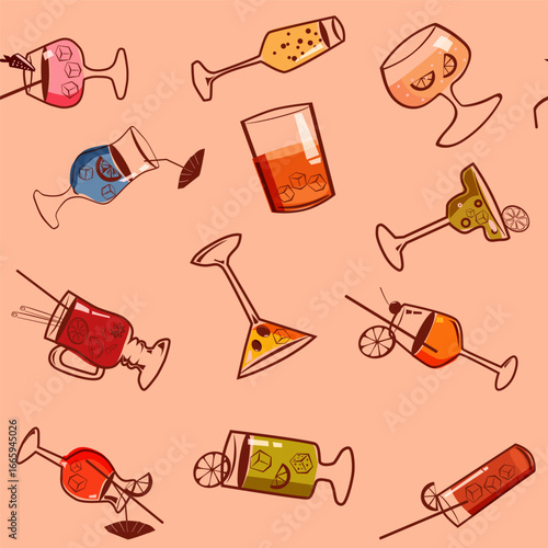 Seamless pattern Cocktail beverages background