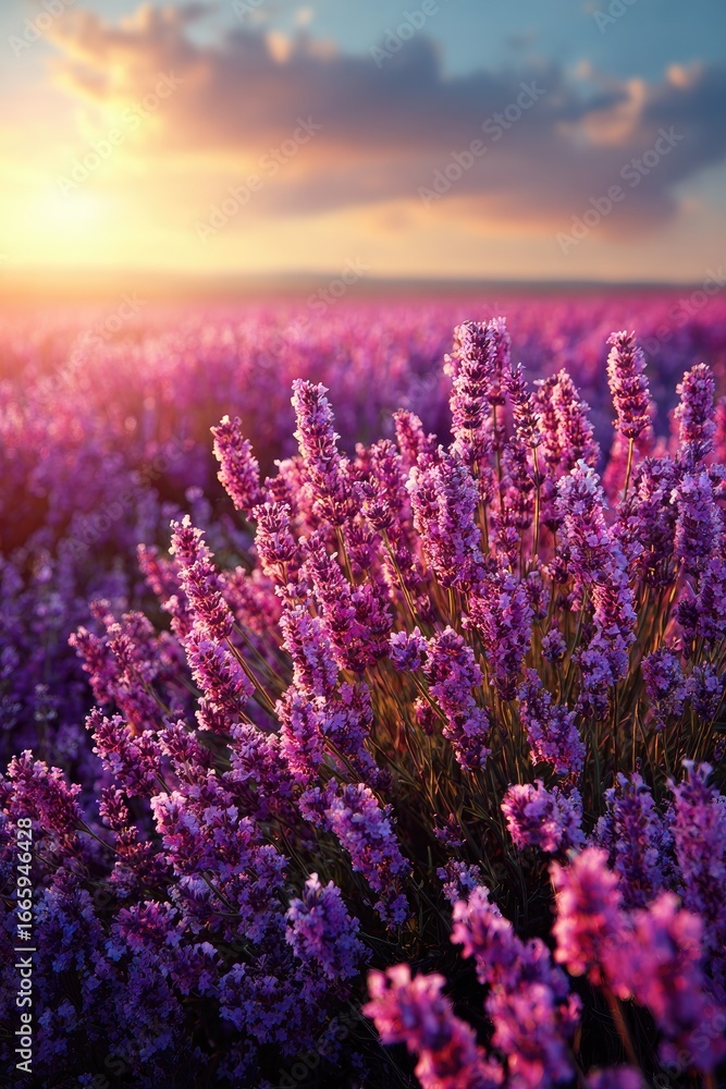 Fototapeta premium Lavender field at sunset (1)