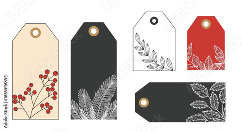 Elegant christmas gift tags featuring festive botanical designs for your holiday presents