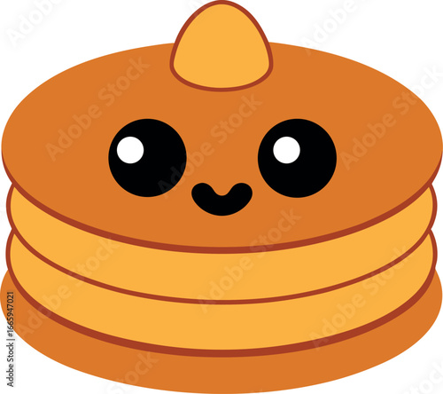 Cute pancake stack with syrup and sweet breakfast art Vector illustration