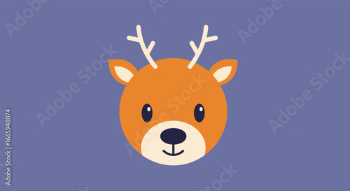 Adorable cartoon deer illustration with antlers and cute expression on a plain background