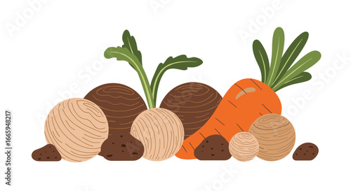 Fresh root vegetables garden harvest collection healthy organic food