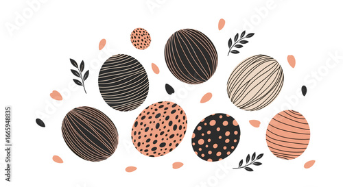Hand drawn decorative easter eggs for celebration design background