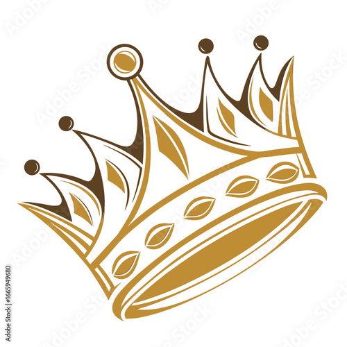 Vector art of golden crown with decorative elements